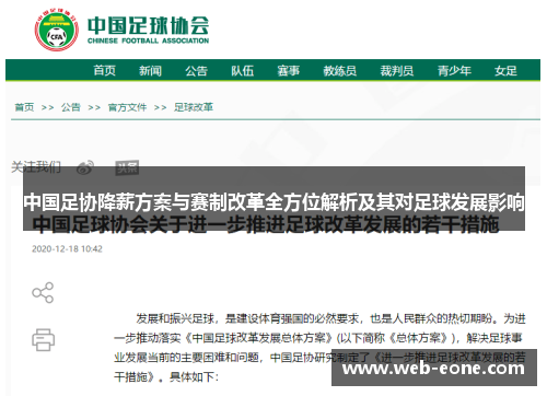 中国足协降薪方案与赛制改革全方位解析及其对足球发展影响