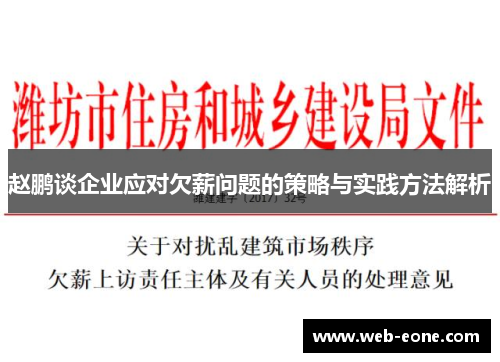 赵鹏谈企业应对欠薪问题的策略与实践方法解析