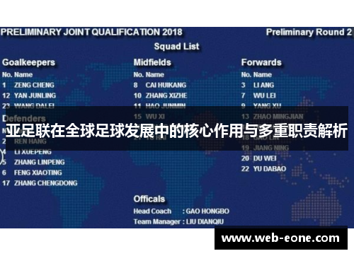 亚足联在全球足球发展中的核心作用与多重职责解析